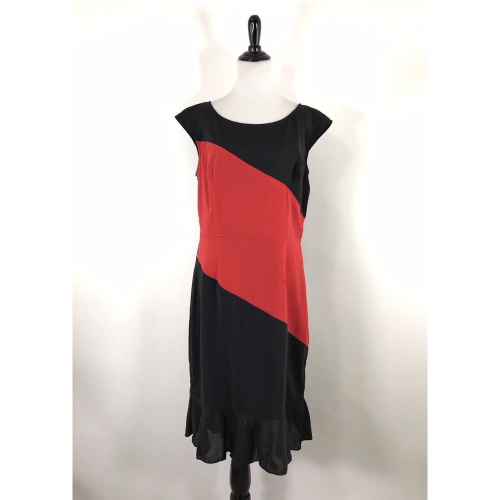 Eshakti Sheath Dress 14 / L Red Black Color block Sleeveless Office